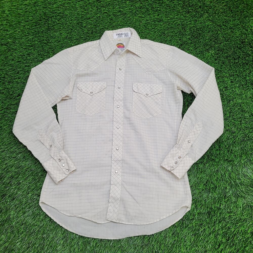 Vintage 90s Western Hippie Shirt M 15.5 20x31 Disco Check
